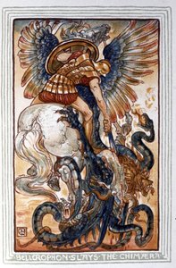 Bellerophon megöli a kimérát, kb. 1900 (illusztráció) alkotó: Walter Crane