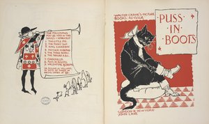 Tartalomjegyzék és címlap a "Csizmás csizmában". alkotó: Walter Crane