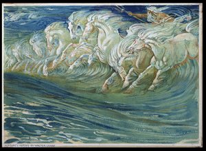 Neptunusz lovai, illusztráció a „Görög mitológiai legendához”, 1910-ben Londonban (lásd még: 169595)