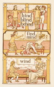 D betűre végződő rímszavak. A vak ember buff játéka. Az i betű használatának szemléltetésére. Az Arany alapozó. alkotó: Walter Crane