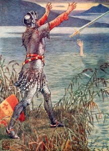 Sir Bedevere a tóba dobja az Excalibur kardot alkotó: Walter Crane