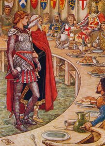 Sir Galahad Arthur király udvarába kerül 1911-ben. alkotó: Walter Crane