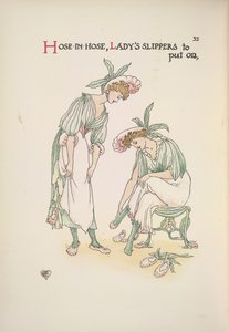 Két hölgy papucsot vesz fel alkotó: Walter Crane
