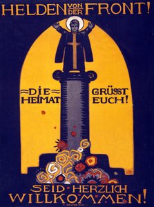 Német első világháborús plakáthősök a frontról, a haza köszönt! Üdvözlő pub. 1915 (színes litográfia)