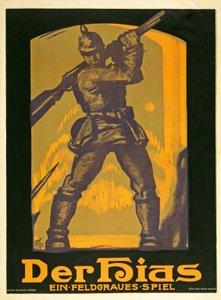 A Hias című színdarabot reklámozó plakát, Heinrich Gilardone mezőszürke játéka, 1917.