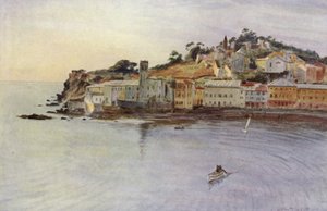 A félsziget, Sestri Levante (színes litho) alkotó: Walter Frederick Roofe Tyndale