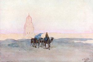 A kalifák sírjainak közelében, Kairó (színes litográfia)