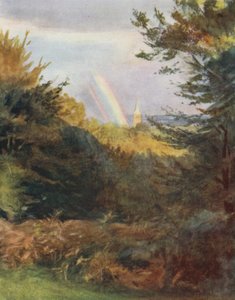 Az új erdő: Lyndhurst templom Emery Downból (színes litó) alkotó: Walter Frederick Roofe Tyndale