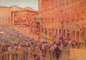 A sienai palio, 1900, 1913 alkotó: Walter Frederick Roofe Tyndale