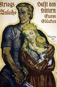Első világháború 1914-1918. Német plakát hadikölcsön-kötvények előfizetői számára alkotó: Walter Georgi