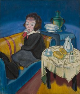 Junge Frau am Tisch (Samowar)