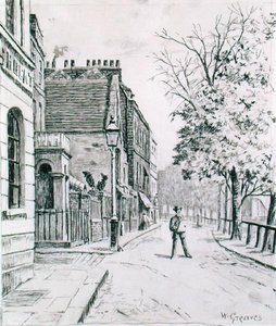 Eight Bells és Cheyne Walk, Chelsea (tinta papíron) alkotó: Walter Greaves