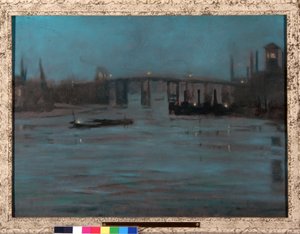 Nocturne, Battersea Old Bridge, London (olaj, vászon) alkotó: Walter Greaves