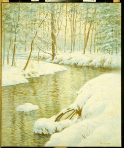 Winter Stream, Sunset Glow (olaj, vászon)