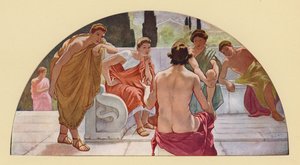 Iaszón az argonautákat az Aranygyapjú keresésére hívja (színes litográfia)