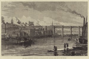 George Stephenson centenáriuma Newcastle-on-Tyne-ben, a High Level Bridge