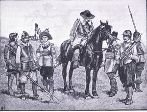A Cromwell-i katona típusai, illusztráció a The History of the British People-ből, Waverley kiadásában, 1940 körül (litho)