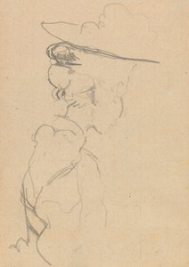 Kalapos nő feje és válla, elveszett profilban, jobbra (grafit, papír) alkotó: Walter Richard Sickert