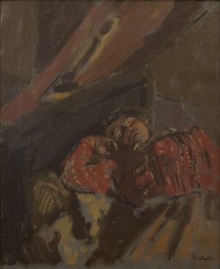 Piros mintás blúz, 1907 körül (olaj, vászon) alkotó: Walter Richard Sickert