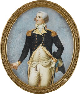 George Washington (1732-1799) portréja, készítette: Robertson, Walter (1750-1801). Akvarell, gouache a kürtön alkotó: Walter Robertson
