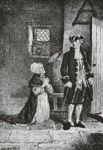 Elspeth és Lord Glenallan, illusztráció az Antikváriumhoz, Walter Scott (1771-1832) történelmi regénye, metszet alkotó: Walter Scott