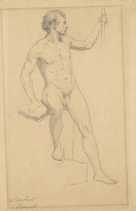 Ülő férfi akt, 1870-77 körül (grafit szőtt papíron)