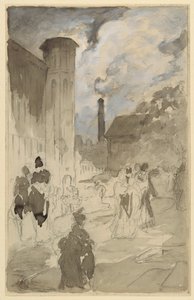 Városi tér (tanulmány illusztrációhoz) alkotó: Walter Shirlaw