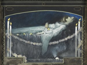 Rómeó és Júlia (akvarell testszínnel és arannyal a papíron)