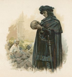 Hamlet Yorick koponyájával (chromolitho)