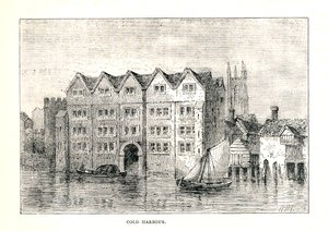 Cold Harbour. Középkori kastély a Thames északi partján, a London Bridge felett, 1894