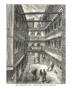 A Four Swans Inn röviddel a bontás előtt, 1878-ban