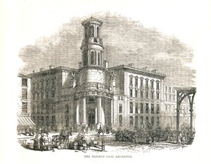 A Present Coal Exchange, amelyet Albert herceg nyitott meg 1849-ben, Thames Street, 1878