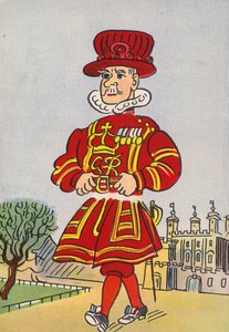Walter Trier őrült jelmezei: Anglia, Beefeater (színes litográfia)