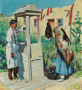 Pueblo Well Scene (olaj, vászon) alkotó: Walter Ufer