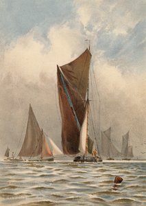 Bárkák a Temzén (színes litográfia) alkotó: Walter William May