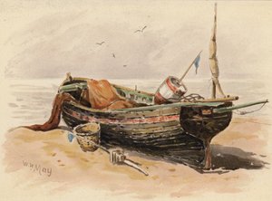 Francia halászhajó (színes litográfia) alkotó: Walter William May