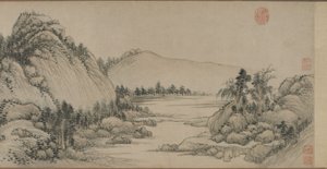 Lakóhely a Fuchun-hegységben Huang Gongwang (Csing-dinasztia) után, 1672 (tinta és szín a papíron)