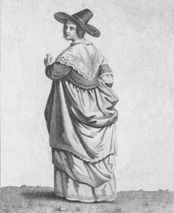 "Egy kereskedő felesége – Kiváló polgárok ruhája 1640-ben", 1807 alkotó: Warren