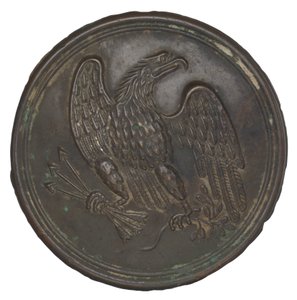 Lemez bélyegzett sárgaréz sas mintával patrondoboz szalagról, 1862-1865. alkotó: Warren H. Wilkinson
