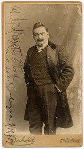 Enrico Caruso operaénekes portréja 1873-1921, 1900-as évek. alkotó: Warsaw. Photo studio Rembrandt