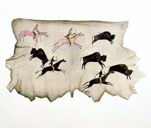 Amerikai alföldi indiánok bivalyvadászaton, 1898 alkotó: Washakie