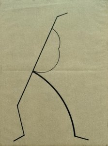 Elemző rajz a táncoló Palucca fotói alapján, egyszerű ívek alapján felfelé törekvő egyenesek alkotó: Wassily Kandinsky