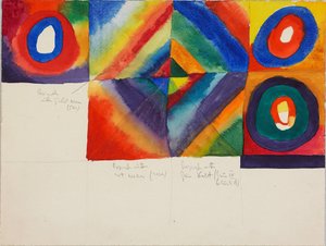 Színtanulmányok a festési technikával kapcsolatos információkkal, 1913. alkotó: Wassily Kandinsky