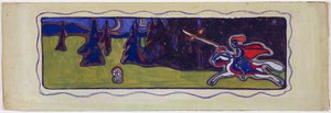Alkonyat, hátoldal: egy pár vázlata alkotó: Wassily Kandinsky