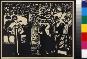 Femmes dans la foret – Nők az erdőben (Frauen im Wald), Kandinszkij, Vaszilij Vasziljevics (1866-1944). Fametszet alkotó: Wassily Kandinsky