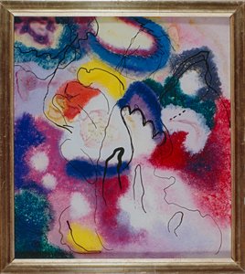 Üvegkép vörös folttal alkotó: Wassily Kandinsky