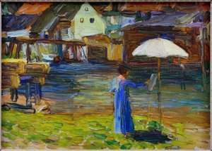Kallmünz – Gabriele Münter I. festmény alkotó: Wassily Kandinsky