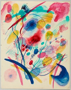 Kompozíció vörösben, kékben, zöldben és sárgában alkotó: Wassily Kandinsky