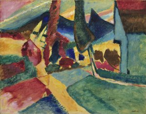 Táj két nyárfával, 1912 alkotó: Wassily Kandinsky
