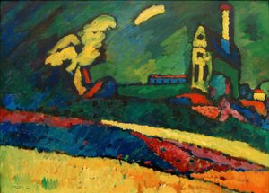 Murnau - Táj az I. templommal. alkotó: Wassily Kandinsky